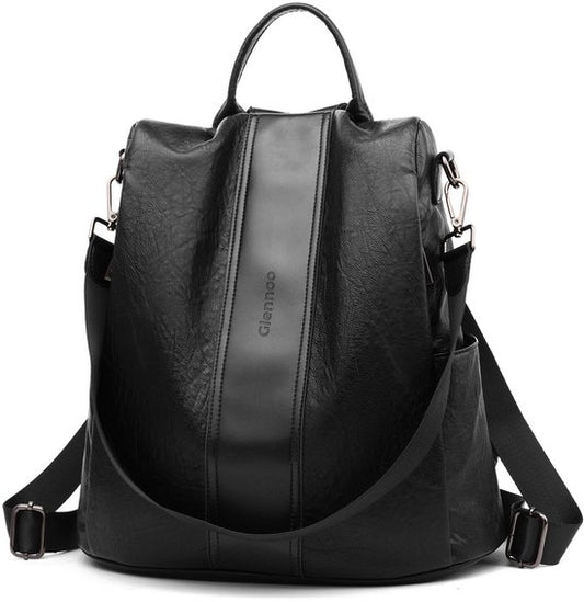 Glennoo Anti-theft Backpack Ladies - Sac à dos pour dames - Cuir PU - Noir