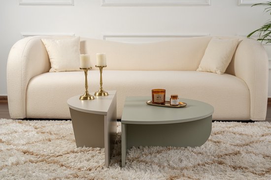 Table basse en bois "Orion" 90 x 60 x 30 cm - Vert cendré