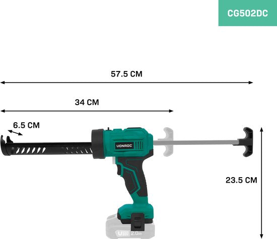 VONROC Battery Kit Sprayer 20V - force de poussée 1.18kN/120kg - système anti-goutte - contrôle de vitesse variable - convient à toutes les cartouches de kit courantes - Sans batterie ni chargeur rapide