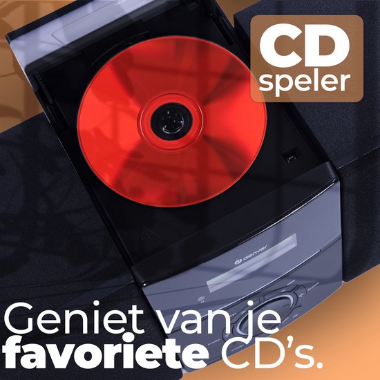 Chaîne HiFi Compacte – CD, Radio FM, Réveil & Entrée AUX – Noir | Denver