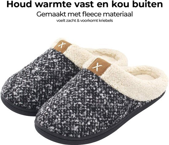 Chaussons Ladies - Chaussons - Taille 38/39 - Noir/Gris - Antidérapant - Comfeet