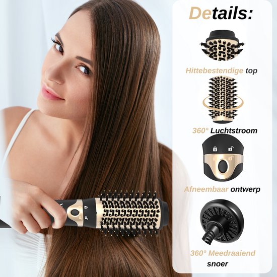 VAIVE Brosse à cheveux avec 5 accessoires - Brosse à cheveux et à boucles - Brosse à boucles/brosse à cheveux - Brosse ronde - Brosse à coiffer