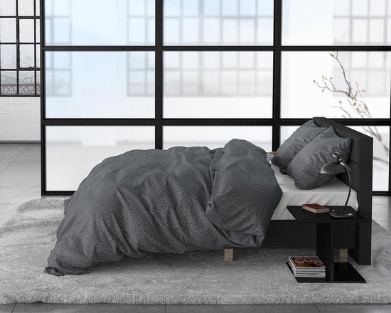 Sleeptime Flannel Jason - Housse de couette - Single - 140x200/220 + 1 taie d'oreiller 60x70 - Anthracite
