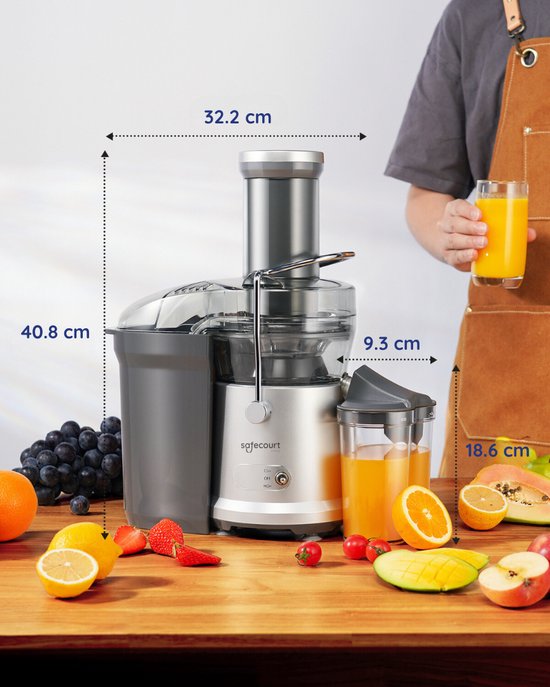 Centrifugeuse - Extracteur de jus Safecourt Kitchen - Fruits & Légumes - Large Ouverture - 3 Vitesses - 1200 W