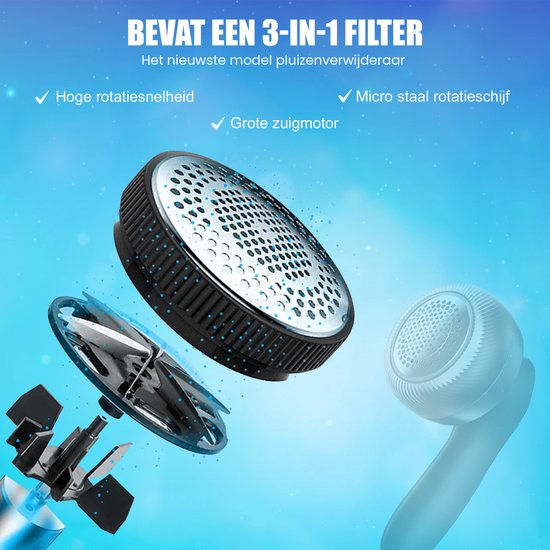 Heevey Electric Lint Remover - Detangler - Tondeuse à peluches - Sans fil et rechargeable - Detangler - 2 lames supplémentaires
