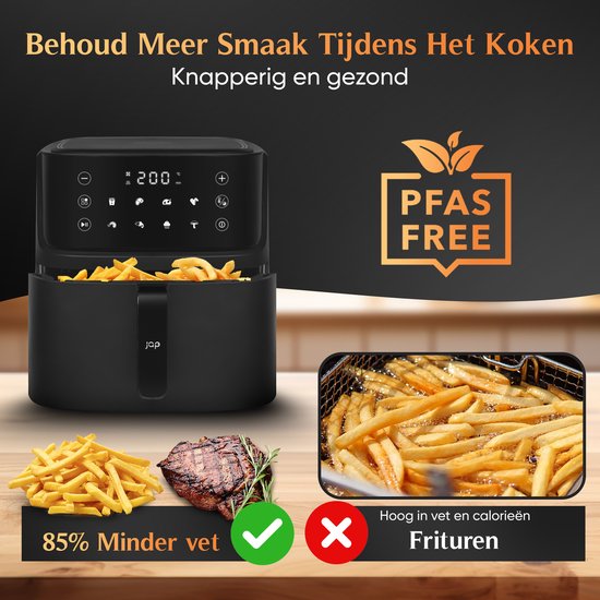 JAP Appliances Ascension - Airfryer XL - Friteuse à air chaud XXL - 2000W - Capacité 7,6L - 60ºC à 200ºC - Noir