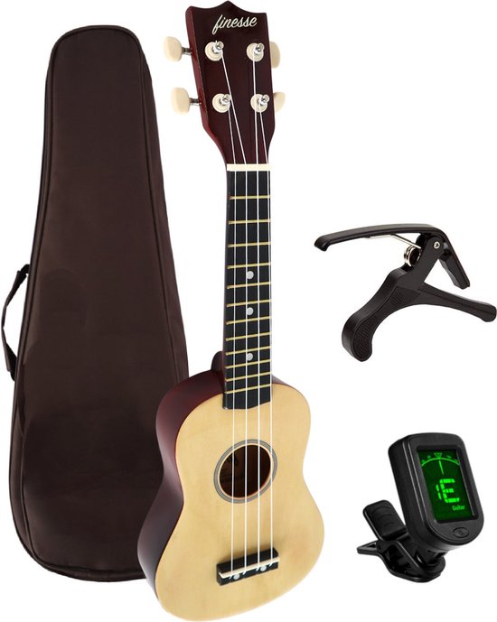 Finesse Ukulele - Starter set - 21" - Ukulele - Toy Guitar - Enfant - Instrument de musique - Couleur bois