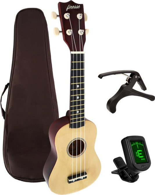 Finesse Ukulele - Starter set - 21" - Ukulele - Toy Guitar - Enfant - Instrument de musique - Couleur bois