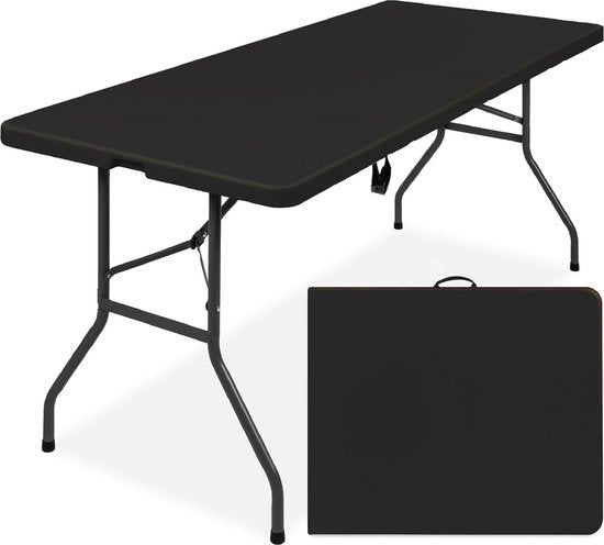 ADSafety Table pliante - Table de camping - Table pliante - Table pliante d'extérieur - Table de jardin - 180 x 74 x 74 cm - Noir