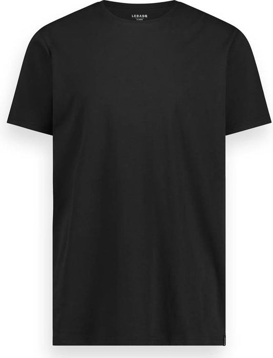 LEBASQ - T-shirt Miles' pour homme - 3 packs - avec col ras du cou - Extra long - Convient comme sous-maillot - Noir - M - Coton