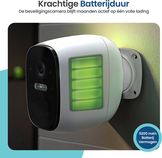 Gologi Caméra de sécurité sans fil pour l'extérieur et l'intérieur - Caméra de surveillance avec batterie 5200 mAh - USB-C rechargeable - Vision nocturne - Détection de mouvement - Montage magnétique - Caméra HD 4MP WiFi avec App - Caméra de sécurité - Bl
