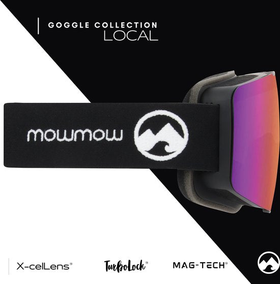MowMow LOCAL Masque de ski Homme L/XL + lentille supplémentaire - Magnétique - Bio-Frame - R-Strap - UV400