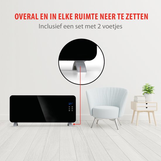 alpina Electric Convector Heater 2000W - Panneau chauffant à température réglable - Fonction minuterie