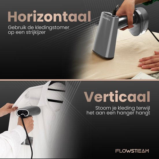 FLOWSTEAM® Luxury Clothes steamer - Défroisseur à main - Défroisseur à linge - Matte Gray Edition