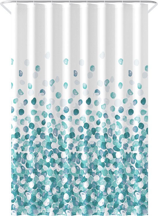 Loti Living Rideau de douche anti-moisissure - Océan - Anneaux inclus - Imperméable - Polyester - Rideau de douche 120x200 cm