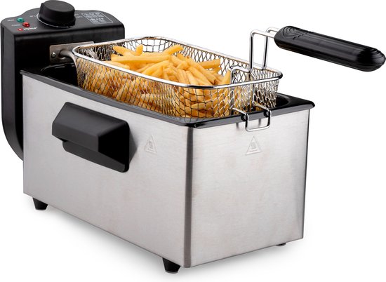 alpina Fryer - Poêle à frire - 3 litres - 2000 Watt - Acier inoxydable - Avec bouton thermostatique