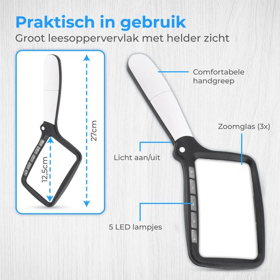 Nuvance - Loupe avec éclairage - Miroir grossissant - Lampe loupe avec éclairage LED - Loupe de lecture pour adultes et personnes âgées