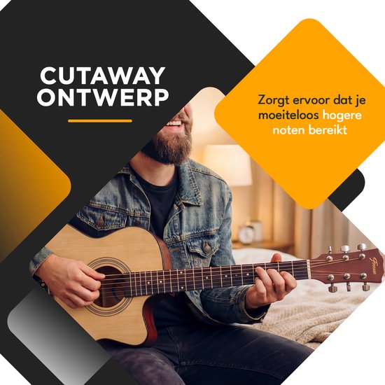 Finesse Acoustic Guitar - with Video Course - 4/4 40" - Western Guitar - Guitare enfant et adulte - Natural