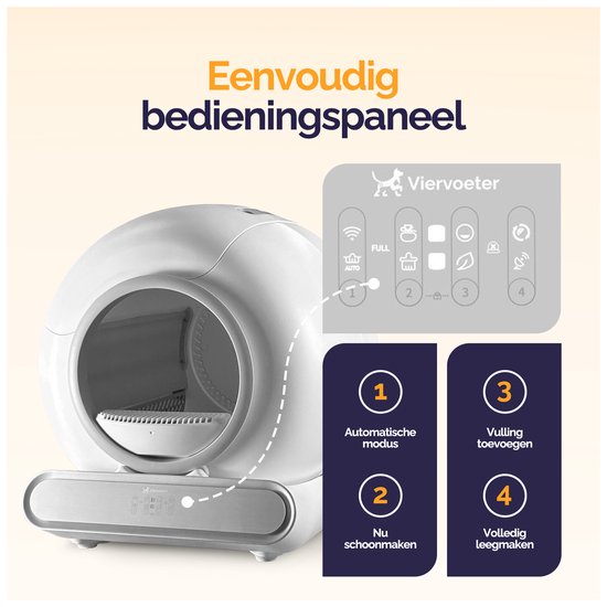 Quadruped Fresh 2 - Bac à litière automatique autonettoyant - contrôlé par application - 65L - avec tapis et 3 rouleaux de sacs de collecte