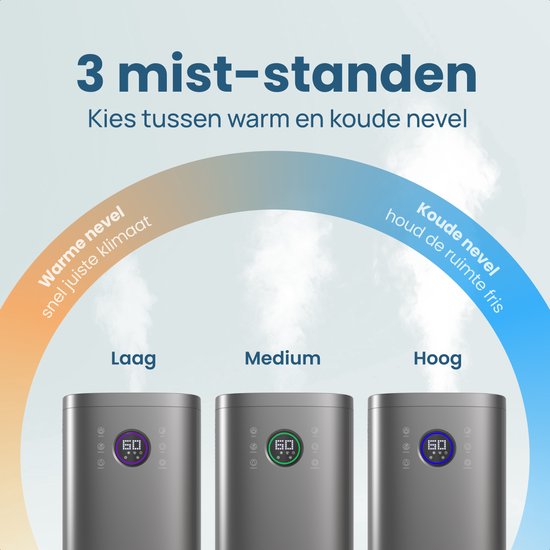 Auronic Humidificateur - 4 litres - 40m2 - Convient au salon, au bureau, à la chambre à coucher, à la chambre de bébé et plus encore - Avec aromathérapie - Sans BPA - Gris