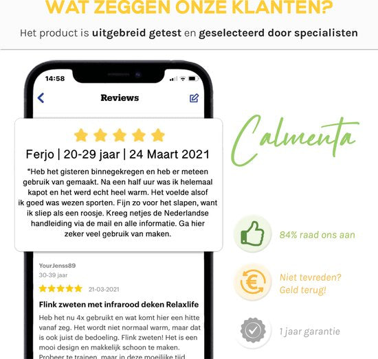 CALMENTA® Couverture infrarouge - Sac de rangement - jusqu'à 80° - 180x80cm - Couverture infrarouge - Télécommande - Thérapie infrarouge - Fibromyalgie - Couverture chauffante - Anti-douleur - Couverture électrique - Couverture de sauna