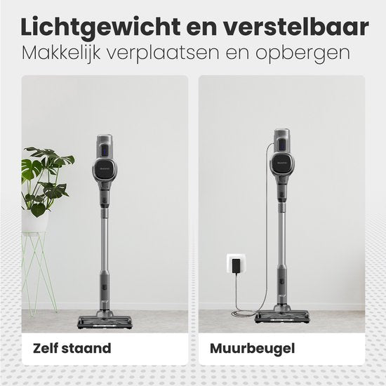 Auronic - Aspirateur-balai sans fil - 220 watts et 23 kpa de puissance d'aspiration - équipé d'une batterie supplémentaire et d'un filtre Hepa lavable - jusqu'à 100 minutes d'utilisation - plastique et métal gris