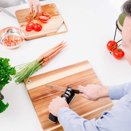 SharpFix 2-in-1 Couteau à aiguiser - Aiguisoir anti-dérapant pour couteaux - Aiguisoir pour piercing - Acier aiguisé - Acier inoxydable