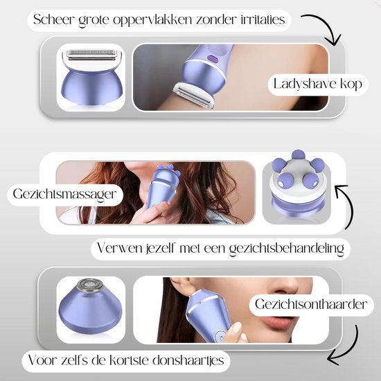Sansbeauté® 7 in 1 Ladyshaves for Women - Face - Underarms - Legs - Epilator - Trimmer for Women & Ladies - Bikini trimmer Ladies - Shaver Woman