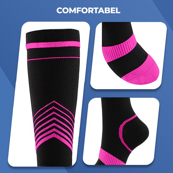 Chaussettes de compression Roegaarden - Chaussettes de compression - Chaussettes de soutien - Taille 40-44 - Rose