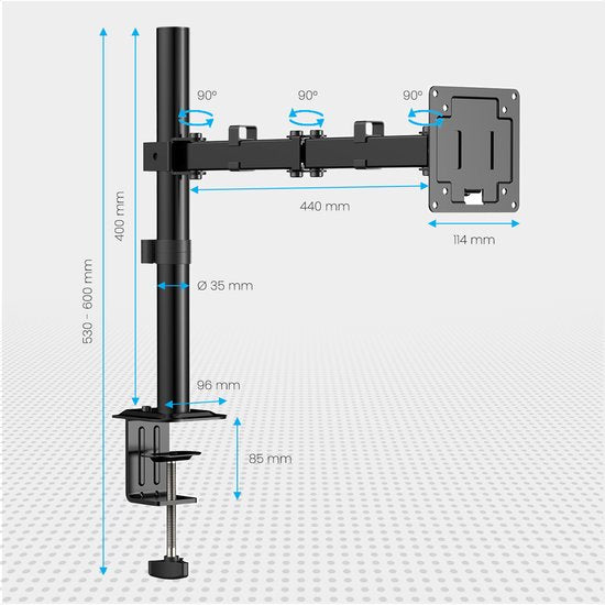 Auronic Monitor Arm - 1 écran - 13 à 32 pouces - réglable - support de moniteur - acier - noir