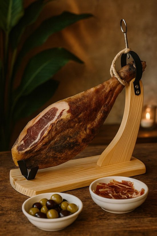 Ceruzo Ham Holder - Support à jambon en bois avec métal - Jambon espagnol 4-9 kg - 40x19x36 cm