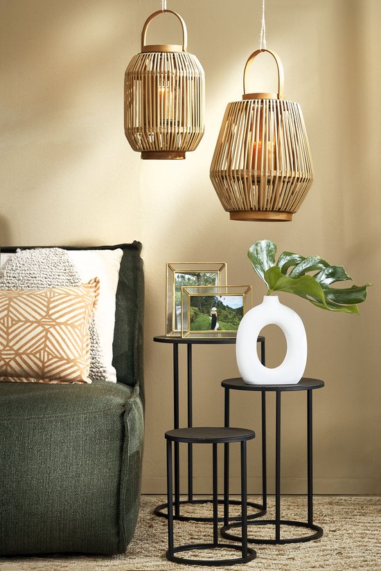 Mica Decorations Table d'appoint Quinty - Lot de 3 - H50 x Ø32 cm - Métal - Noir