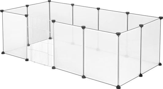 EUGAD Parc en plastique pour lapins et cochons d'Inde, enclos de 12 planches (35x45cm/ planche), parc à hamster transparent, BHT 145x46x75cm