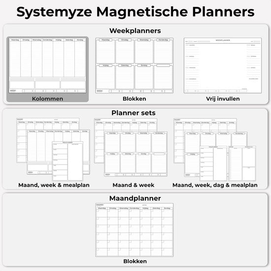 Systemyze Week Planner Whiteboard - Tableau de planning magnétique - Planning mensuel magnétique - Avec marqueurs et gomme - Format A3
