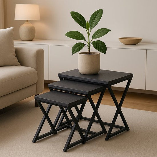 Ceruzo Side Tables - Paris - Set of 3 - Métal noir et MDF - Modern Design