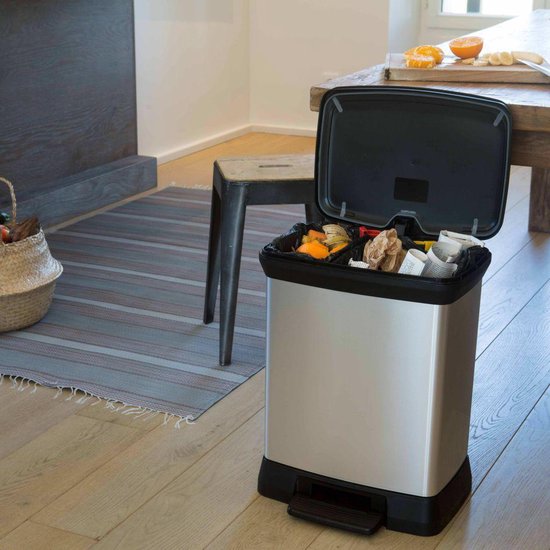 Curver Poubelle à pédale Deco duo 28 L argent 240638