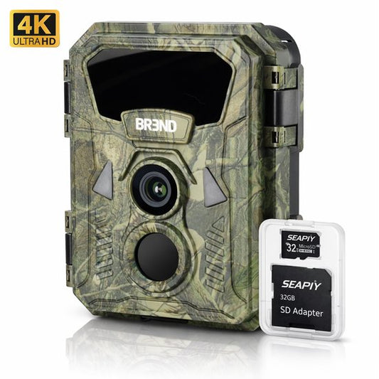 BREND BR-2248 Caméra pour animaux sauvages avec vision nocturne à 20 mètres - Image 48MP et vidéo 4K - IP66 - Détecteur de mouvement - Écran 2 pouces - Carte SD 32 Go incluse
