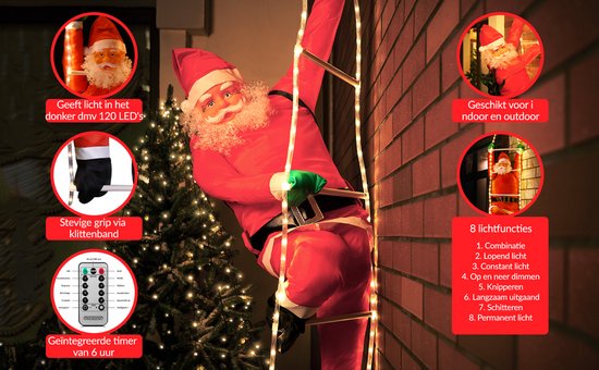 Père Noël sur une échelle de corde - LED