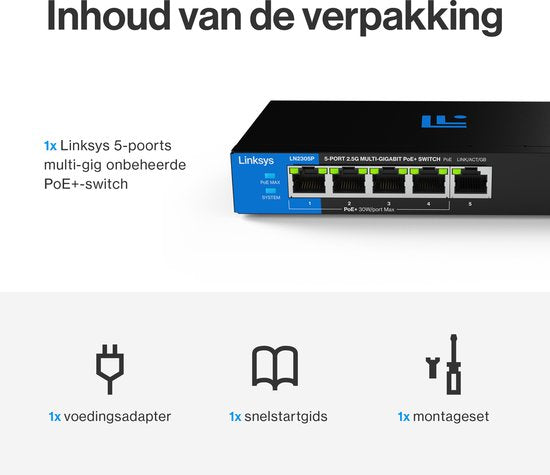 Linksys LN2305P - Commutateur réseau - PoE+ non géré - 2500 Mbps - 5 ports