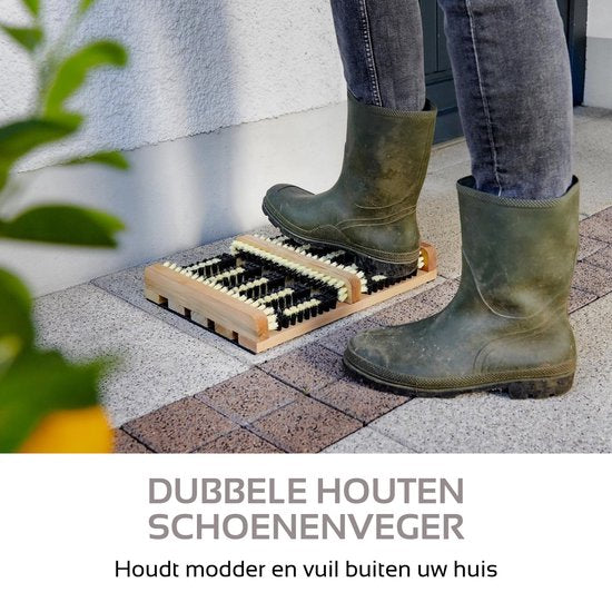 Brosse à pieds avec brosses - pour bottes et chaussures - Bois - Antidérapant