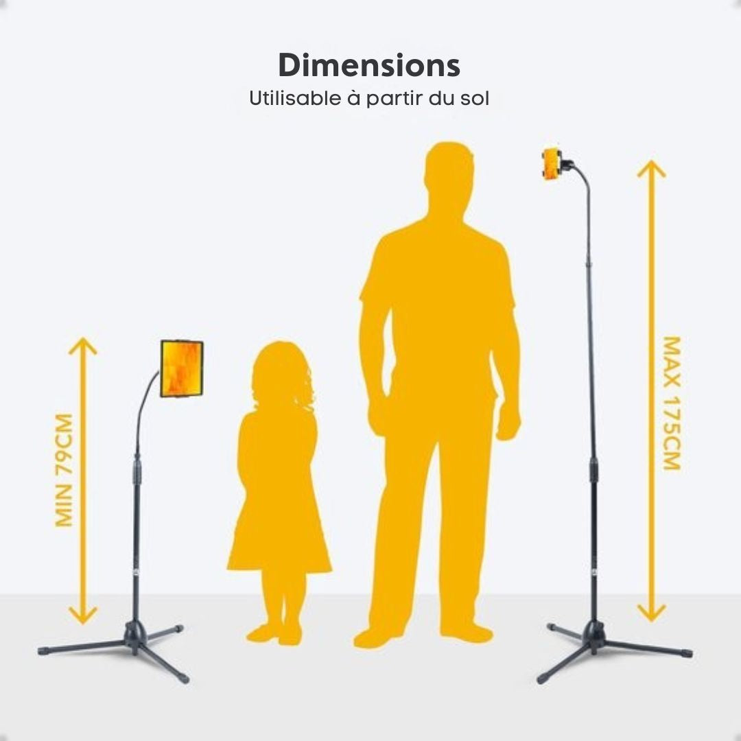 Trépied pour téléphone Studio Me - Support pour tablette - 175 cm - Noir