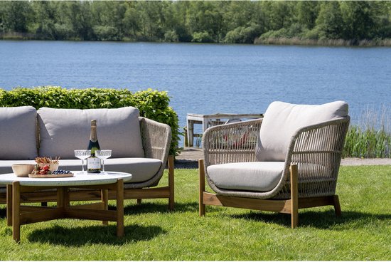 Fauteuil Marron/Beige - Bois d'acacia & Textile - 78,5x86x72 cm - Fauteuil Terracina - House Nordic