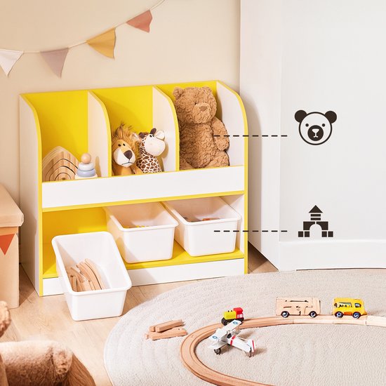 SoBuy KMB107-G Armoire de rangement pour enfants - Bois composite blanc avec 3 compartiments