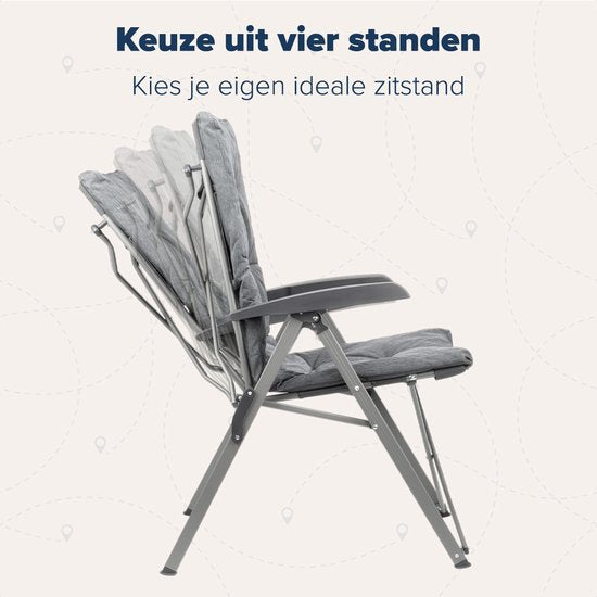 TRVLMORE Chaises de camping de luxe - pliables - 2-Pack - Capacité de charge 150KG - Sac de transport inclus - Chaise pliante - Chaise de camping - Chaise pliante - Gris