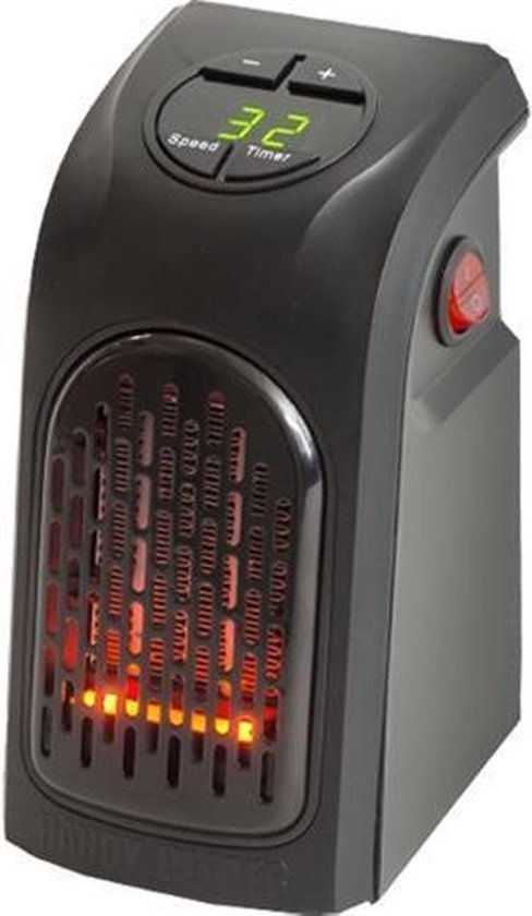 Ontel Handy Heater - Mini chauffage électrique pour prise de courant - 500W - Réchaud compact avec télécommande - Mini chauffage