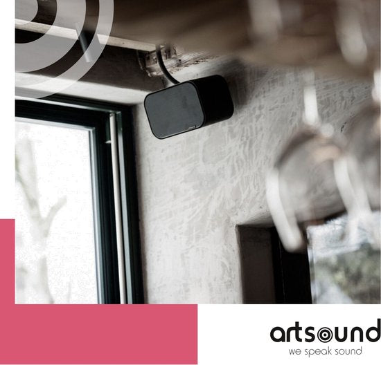 Artsound UNI20, Jeu de 2 haut-parleurs passifs, haut-parleur hi-fi 2 voies, 10-40 watts, support mural avec joint à rotule, convient aux pièces jusqu'à 20 m² telles que couloir, cuisine, toilettes, couleur : noir