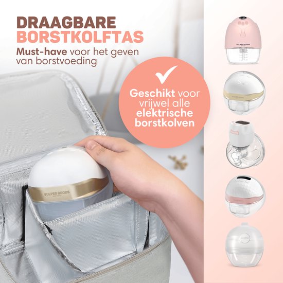 Vulpes Goods® Babycare - Sac isotherme de luxe avec élément réfrigérant - Pour les déplacements - Sac de pompage - Lait maternel jusqu'à 12 heures au frais - Sac isotherme pour le pompage - Sac isotherme pour le lait maternel - Sac de conservation des ali