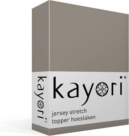 Kayori Shizu Topper drap-housse Jersey - 180x200-220cm - Epaisseur du matelas 12 cm - Coton biologique - Taupe
