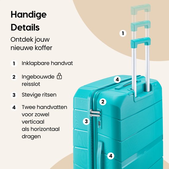 SKYCASES Urban Adventurer - Valise à main - Verrouillage par numéro - 44L - Roues pivotantes - Valise de voyage avec serrure à bagages - Trolley léger - Vert