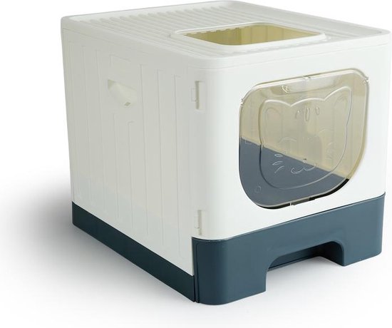 Lifa Living Bac à litière pliable avec tiroir extractible - pratique, portable et spacieux - Crème/Anthracite